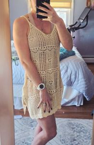 Womens Summer Crochet Knit Spaghetti Strap Swim Beach Cover Up Dress Resort Vacation Outfits