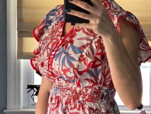 Summer Wedding Guest Dresses for Women Ruffle Sleeve Boho Midi Dress Smocked Flowy Floral Dress with Pocket