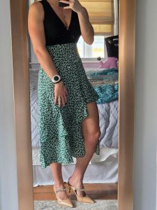 Womens Casual Summer Sleeveless V Neck Patchwork Boho Floral Ruffle Midi Dress