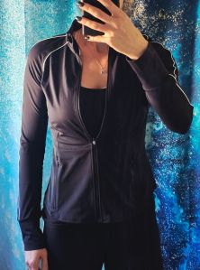 Workout Jackets for Women, Zip Up Athletic Jacket Slim Fit Running Tops with Pocket & Thumb Holes