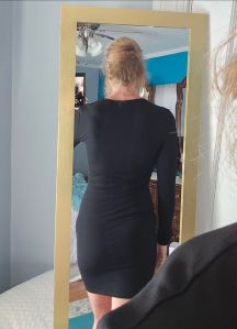 Back of black dress, simple, classic