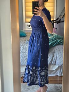 Womens Summer Dresses 2026 Casual Short Sleeve Elastic Waist Flowy Beach Vacation Floral Boho Maxi Dress Pockets