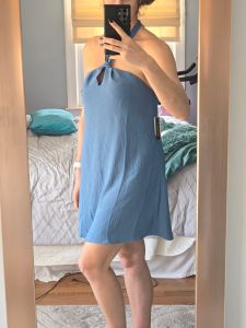 Halter Neck Mini Dress Sleeveless Boho Flowy A-Line Beach Vacation Sundress